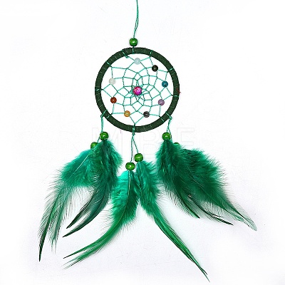Plastic Woven Net/Web with Feather Pendant Decorations PW23011185746-1