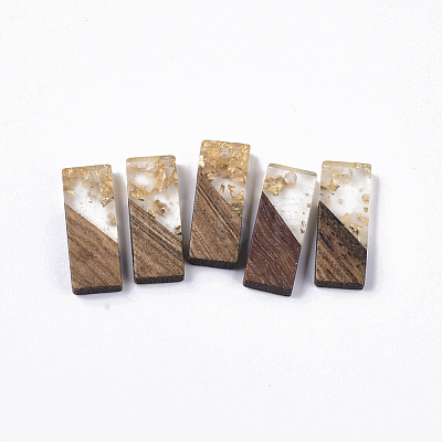 Transparent Resin & Walnut Wood Pendants RESI-Q210-007A-A01-1