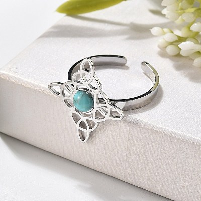 Synthetic Turquoise Finger Rings RJEW-I110-02P-01-1