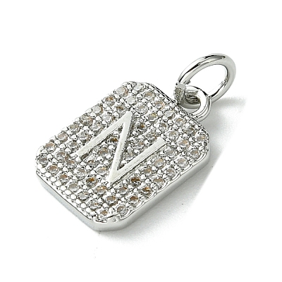 Rack Plating Brass Micro Pave Clear Cubic Zirconia Charms KK-G501-01N-P-1