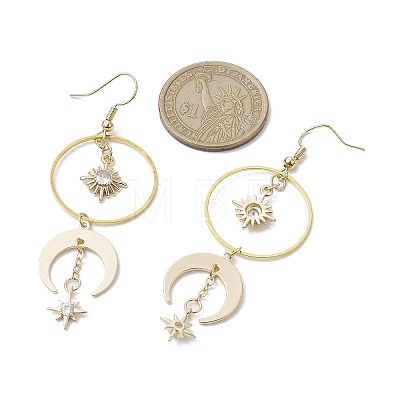 Brass with Cubic Zirconia Dangle Earrings EJEW-TA00406-1