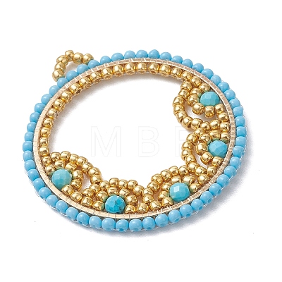 Natural Magnesite & Glass Seed Beaded Pendants PALLOY-MZ01268-01-1