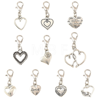 20Pcs 10 Styles Alloy Pendant Decorations HJEW-YW00496-1