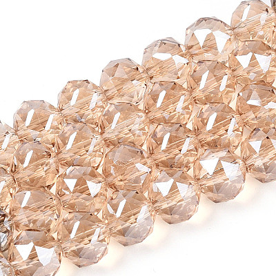 Electroplate Transparent Glass Round Beads Strands EGLA-T029-8mm-12T-14-1
