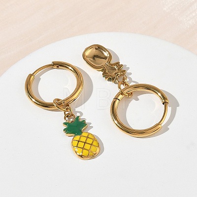 Fruit 304 Stainless Steel Enamel Hoop Dangle Earrings EJEW-T059-01B-1