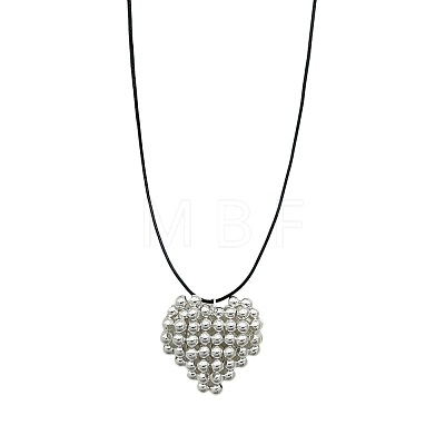 Adjustable Brass Beaded Heart Pendant Necklaces for Women WG3FF90-02-1