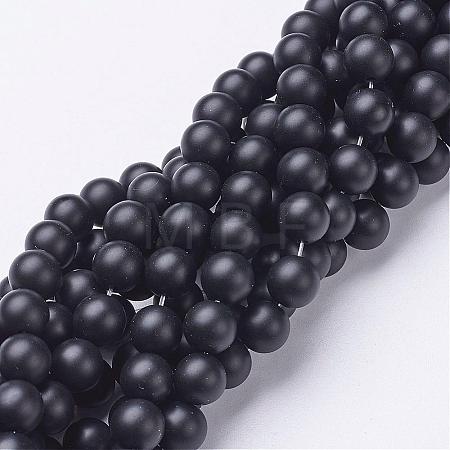 Natural Black Agate Beads Strands G-D543-8mm-1