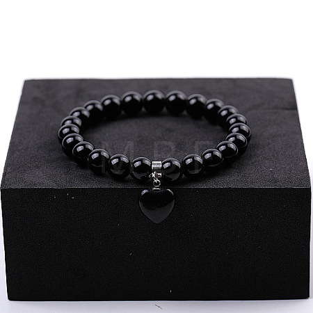 Natural Balck Agate Stretch Bracelets ZS4670-4-1