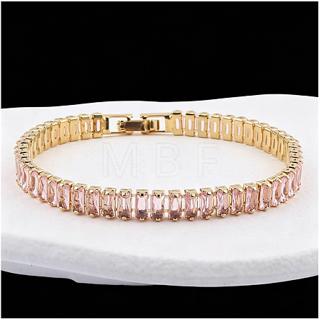 Brass Pave Cubic Zirconia Rectangle Tennis Bracelets for Women UU2091-5-1
