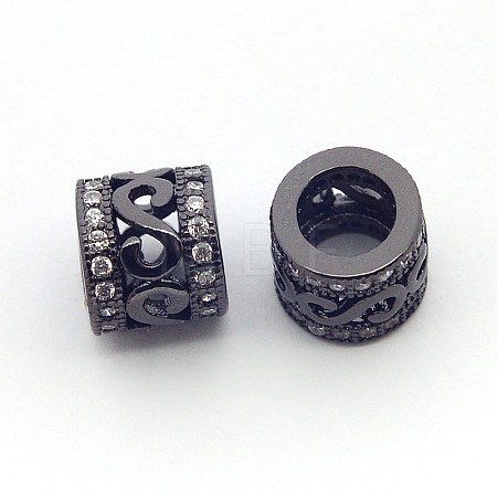 New Items Brass Micro Pave Cubic Zirconia European Beads ZIRC-L007-04B-1