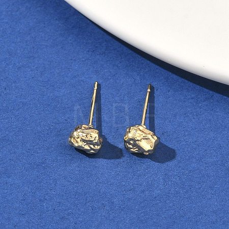 Nuggets Brass Stud Earrings EJEW-F403-01G-1