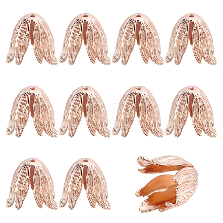 10Pcs Brass Bead Caps KK-PH0015-28KCG-1
