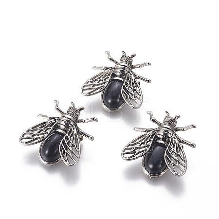 Natural Dyed & Heated Black Agate Brooches G-A176-D01-1-1