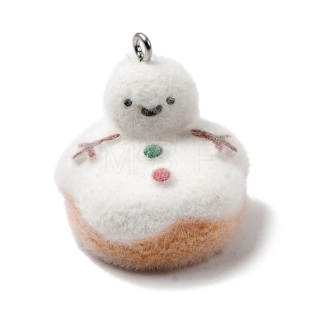 Christmas Flocky Opaque Resin Pendants LS-RESI-F062-04D-1