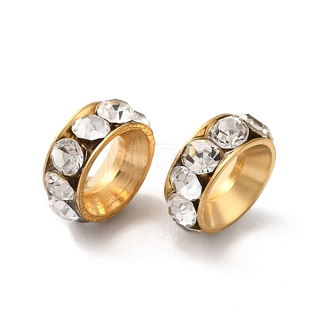 Ion Plating(IP) 202 Stainless Steel Rhinestone European Beads STAS-E192-10G-1