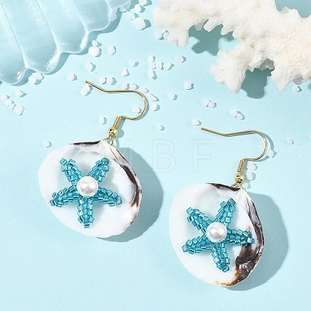 Natural Shell Dangle Earrings EJEW-MZ00754-01-1