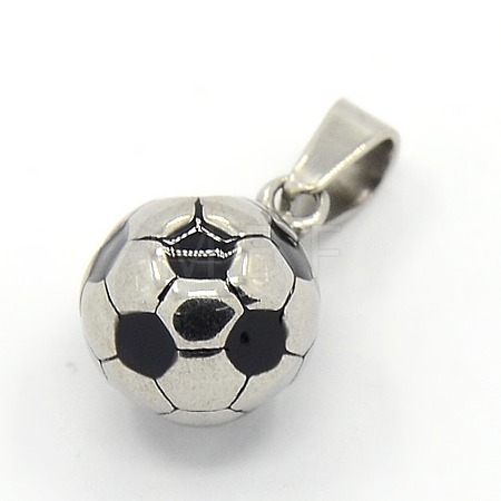 Trendy Necklace Findings 304 Stainless Steel FootBall/Soccer Ball Pendants STAS-L012-B01P-1