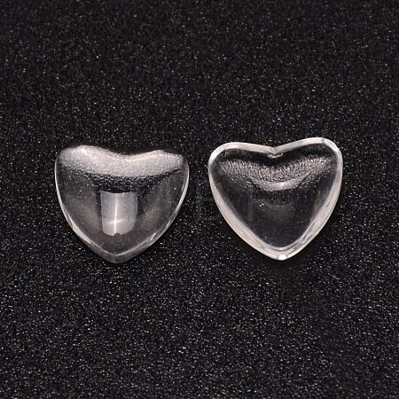 Transparent Glass Heart Cabochons GLAA-WH0032-01-1