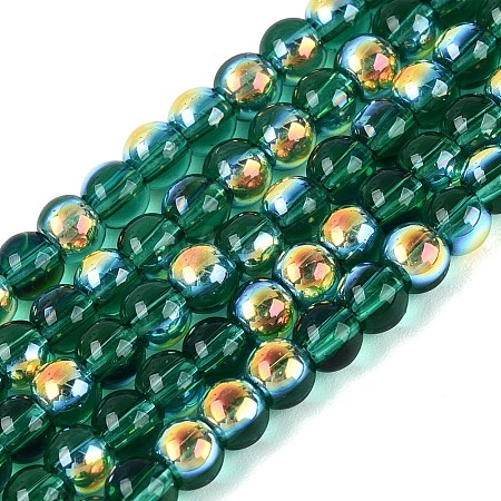 Electroplate Transparent Glass Beads Strands EGLA-Q132-4MM-A07-1