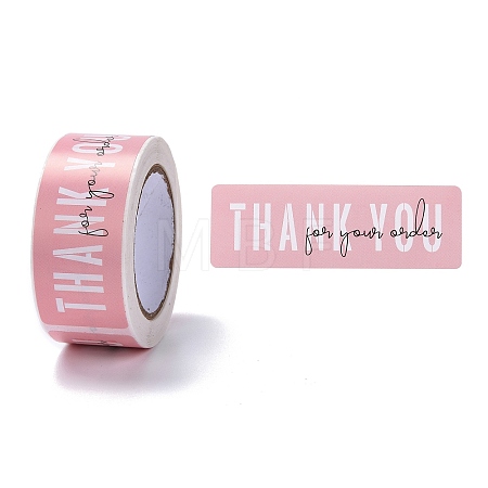Pink Rectangle Paper Thank You Stickers X1-DIY-C042-07B-1