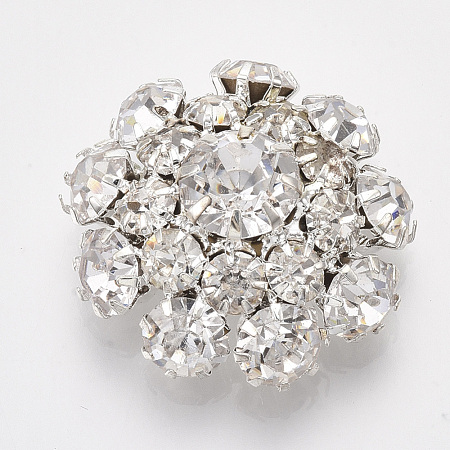 Silver Color Plated Brass Shank Buttons RB-S066-09S-08-1