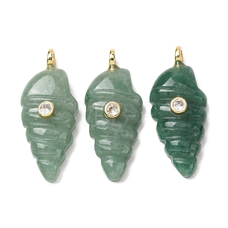 Natural Green Aventurine Carved Pendants G-H357-04G-02-1