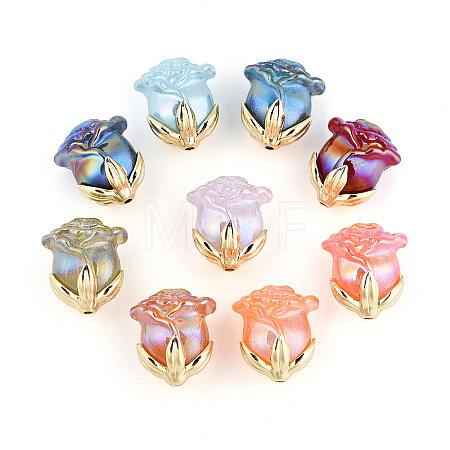 Iridescent Plating Acrylic Beads MACR-C029-06-1