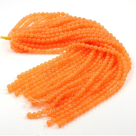Dyed Natural White Jade Round Bead Strands X-G-J268-8mm-05-1