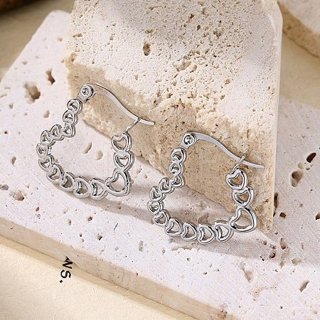 304 Stainless Steel Hoop Earrings EJEW-D364-01P-1