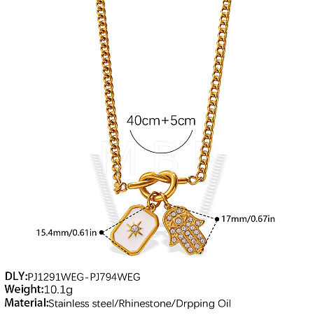 304 Stainless Steel Crystal Rhinestone Pendant Necklaces WGFD32A-07-1