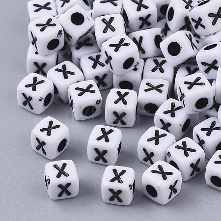 White Opaque Acrylic Beads MACR-R869-02X-1