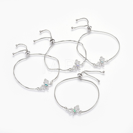 Adjustable Brass Micro Pave Cubic Zirconia Bolo Bracelets BJEW-F356-03-P-1