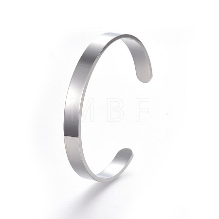 Tarnish Resistant 304 Stainless Steel Blank Cuff Bangles BJEW-E361-11P-1