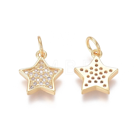 Brass Micro Pave Clear Cubic Zirconia Charms ZIRC-I036-03G-1