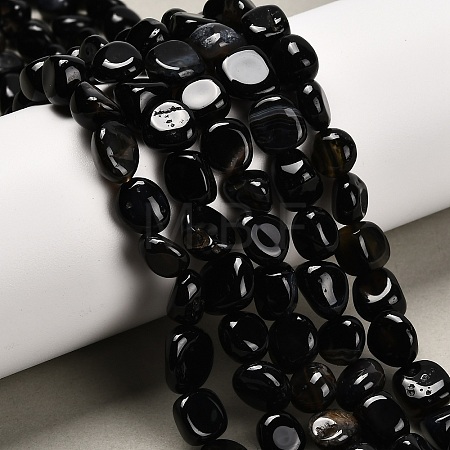 Natural Black Agate(Dyed & Heated) Beads Strands G-P568-C16-01-1