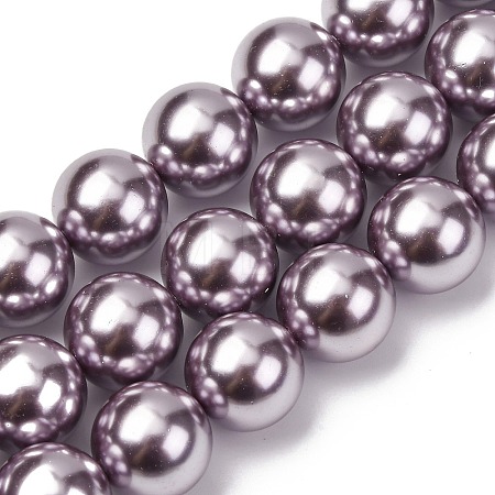 Electroplated Shell Pearl Beads Strands BSHE-G041-14mm-02-1
