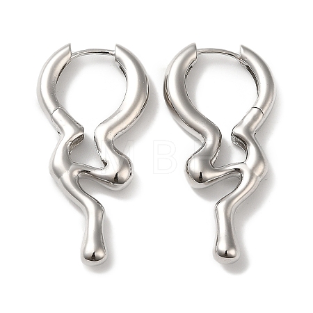 Rack Plating Brass Melting Drop Hoop Earrings for Women EJEW-Z019-19P-1