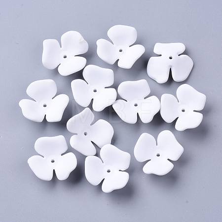 3-Petal Spray Painted Acrylic Bead Caps MACR-N007-01G-1
