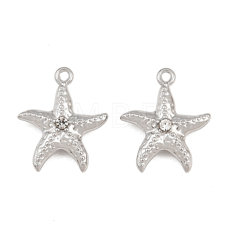304 Stainless Steel with Crystal Rhinestone Pendants RB-CBABFDA-11C-P-1