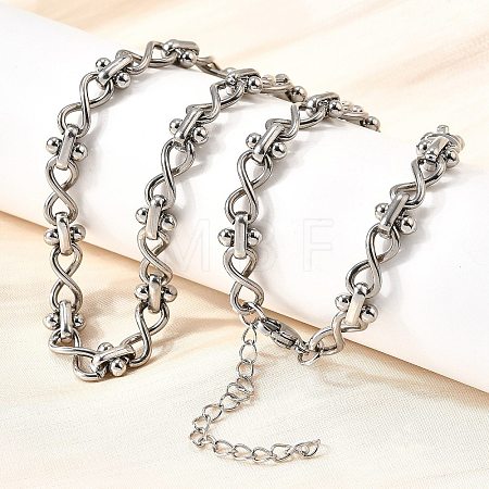 304 Stainless Steel Oval Infinity Link Chain Necklaces for Women Men NJEW-K249-20B-P-1