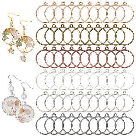 60Pcs 6 Colors Alloy Open Back Bezel Pendants FIND-OC0003-39-1