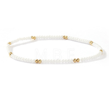 Fashion Plastic Imitation Pearl & Brass Beaded Stretch Bracelets for Women LS-SF7008-5-1