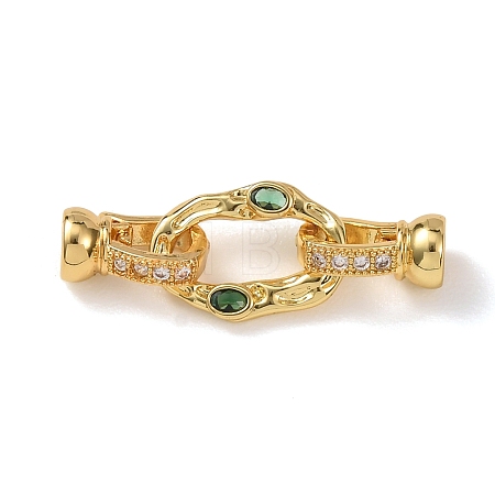 Brass Micro Pave Cubic Zirconia Fold Over Clasps KK-D259-08B-G-1