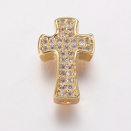 Brass Cubic Zirconia Beads KK-P134-09G-1