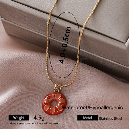 Vintage 304 Stainless Steel Enamel Pendant Necklaces for Women UW9109-2-1