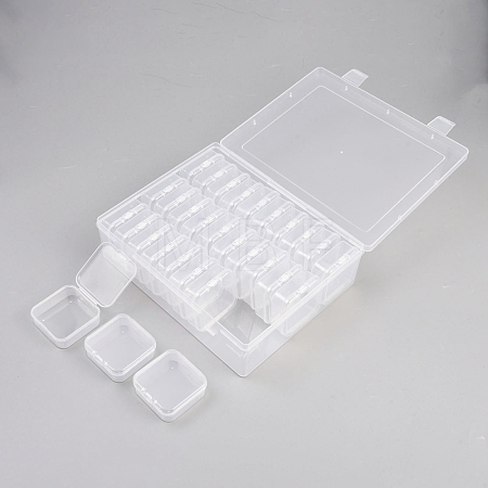 Rectangle Plastic Organizer Storage Boxes with 30Pcs Mini Square Nail Art Small Items Cases CON-WH0095-157-1