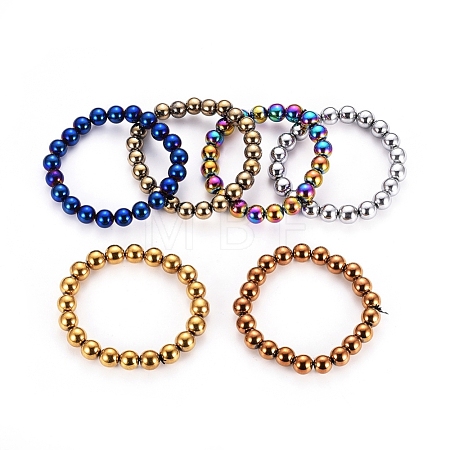 Non-magnetic Synthetic Hematite Beaded Bracelets BJEW-G625-01-1