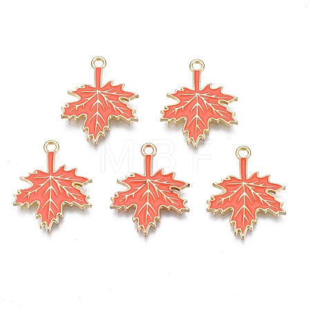 Autumn Theme Rack Plating Alloy Enamel Pendants X-ENAM-N055-068-1