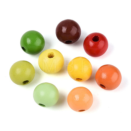 Autumn Spray Painted Schima Wood Beads WOOD-T033-03M-01-1