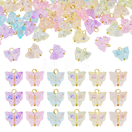 60Pcs 6 Colors Electroplate Transparent Glass Charms PALLOY-TAC0287-1